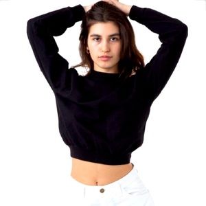 LA Apparel Mock Neck Black Long Sleeve T